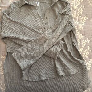 Pebby Forevee Women's Gray Waffle Knit Sweater L/XL